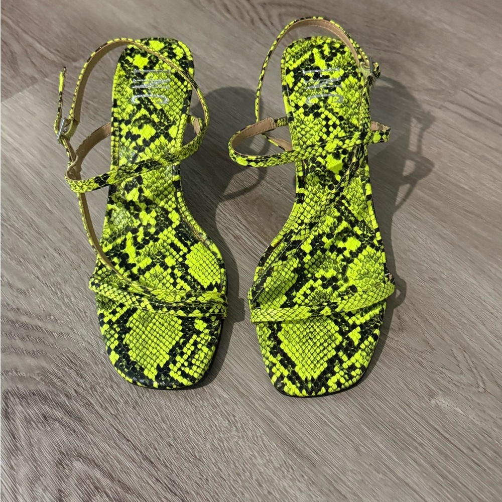 INC International Concepts Neon Yellow Snakeskin Sandals